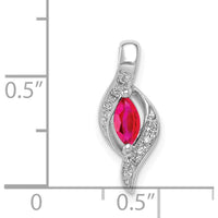 14K White Gold Marquise Ruby and Diamond Pendant with Rhodium Plating - 0.25 Carat Ruby and 0.035 Carat Diamond Total Weight by Lumare Gioia