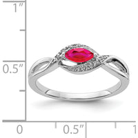 14K White Gold Marquise Ruby and Diamond Ring with Round Diamond Accents - 0.345 Carat Ruby Weight by 0