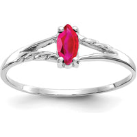 14K White Gold Marquise Ruby Birthstone Ring - 0.33 Carat Natural Ruby by Oro Pregiato