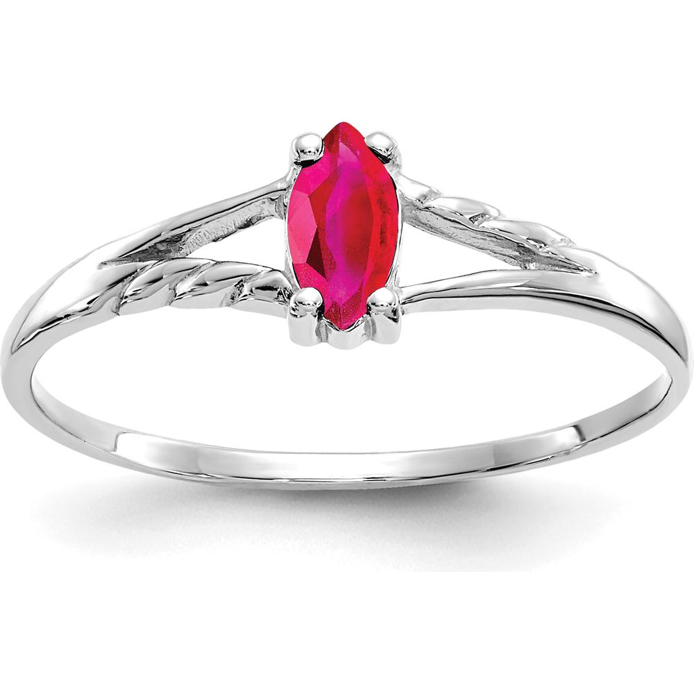 14K White Gold Marquise Ruby Birthstone Ring - 0.33 Carat Natural Ruby by Oro Pregiato