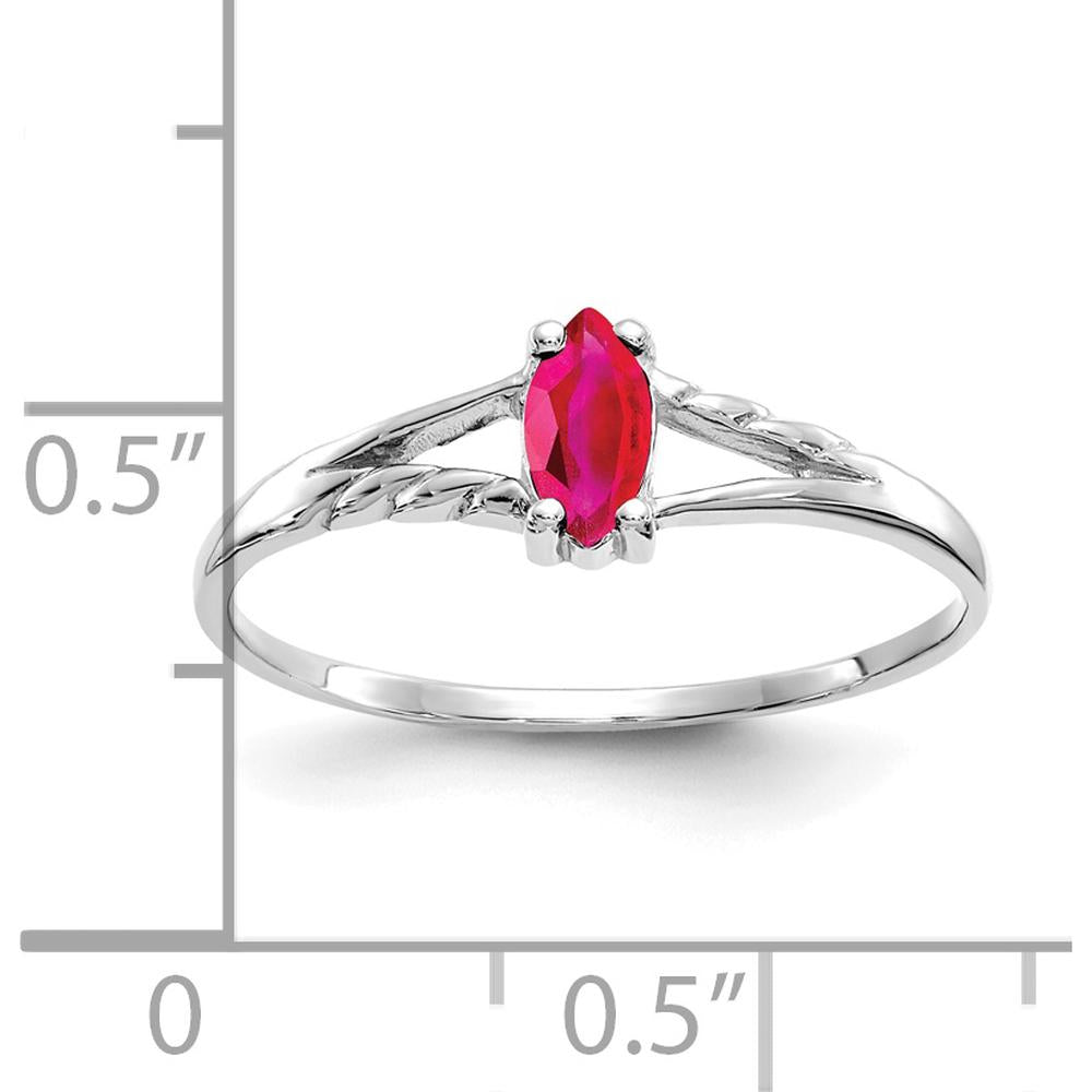 14K White Gold Marquise Ruby Birthstone Ring - 0.33 Carat Natural Ruby by Oro Pregiato
