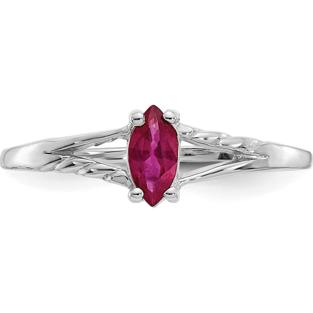 14K White Gold Marquise Ruby Birthstone Ring - 0.33 Carat Natural Ruby by Oro Pregiato