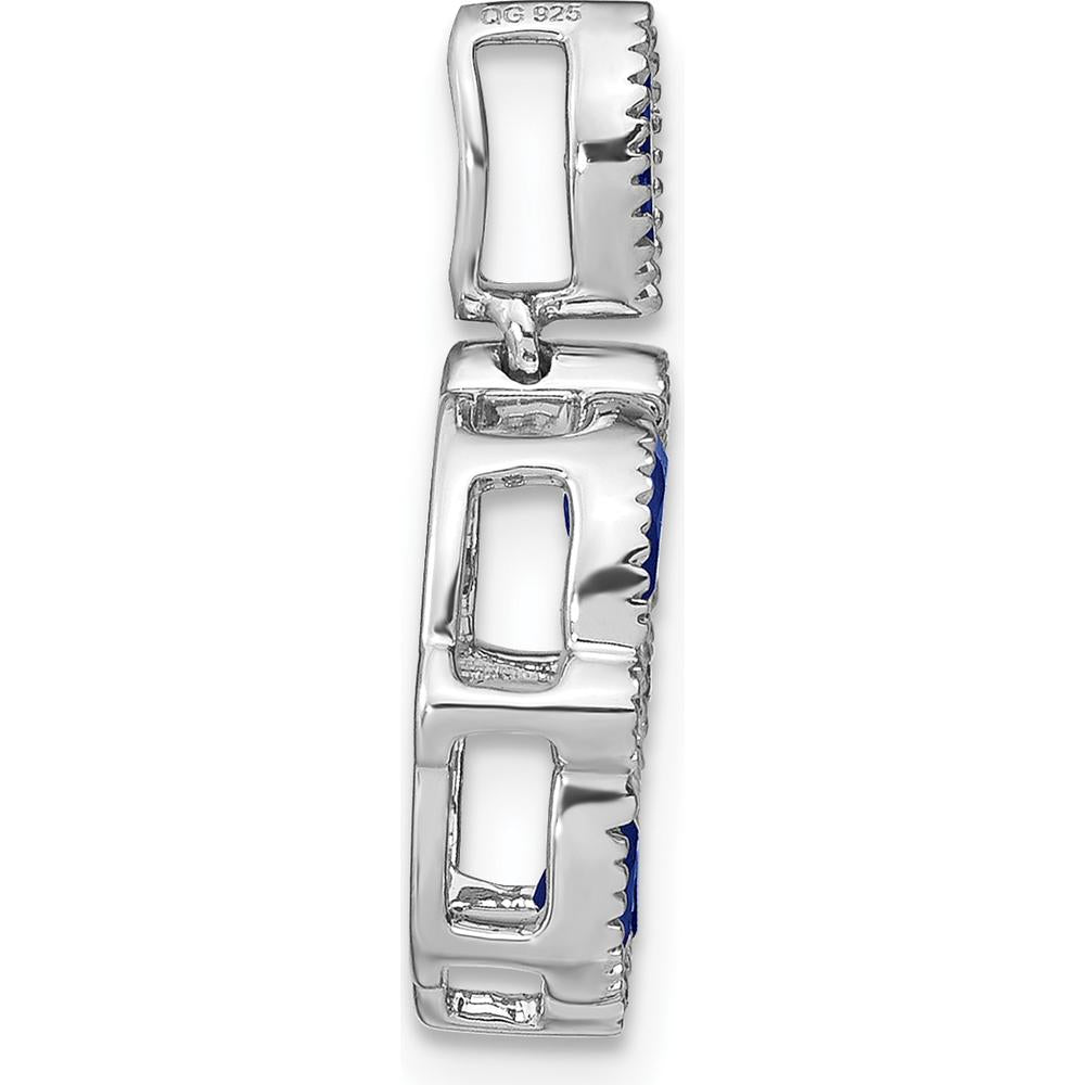 14K White Gold Marquise Sapphire and Diamond Circle Chain Slide Pendant with 0.179 Carat Sapphire and 0.012 Carat Diamonds by Lumare Gioia