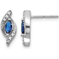 14K White Gold Marquise Sapphire and Diamond Drop Earrings - 0.18 Carat Total Sapphire Weight, 0.02 Carat Total Diamond Weight by Monteluci Fine Jewelry