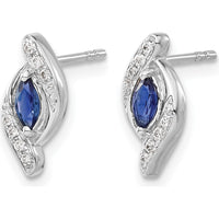 14K White Gold Marquise Sapphire and Diamond Drop Earrings - 0.18 Carat Total Sapphire Weight, 0.02 Carat Total Diamond Weight by Monteluci Fine Jewelry