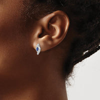 14K White Gold Marquise Sapphire and Diamond Drop Earrings - 0.18 Carat Total Sapphire Weight, 0.02 Carat Total Diamond Weight by Monteluci Fine Jewelry