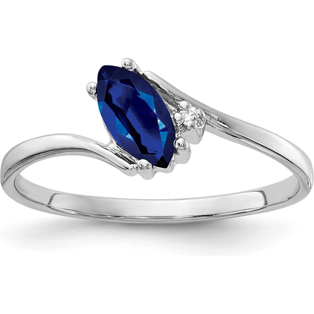 14K White Gold Marquise Sapphire and Diamond Ring - 0.50 Carat Total Gem Weight by Monteluci Fine Jewelry