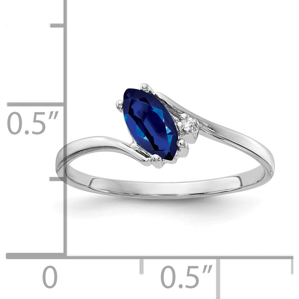 14K White Gold Marquise Sapphire and Diamond Ring - 0.50 Carat Total Gem Weight by Monteluci Fine Jewelry