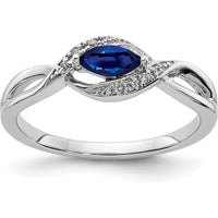 14K White Gold Marquise Sapphire and Diamond Ring with Round Diamonds - 0.26 Carat Total Sapphire Weight by 0