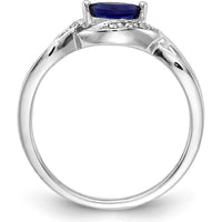 14K White Gold Marquise Sapphire and Diamond Ring with Round Diamonds - 0.26 Carat Total Sapphire Weight by 0