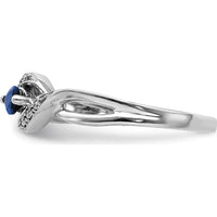 14K White Gold Marquise Sapphire and Diamond Ring with Round Diamonds - 0.26 Carat Total Sapphire Weight by 0