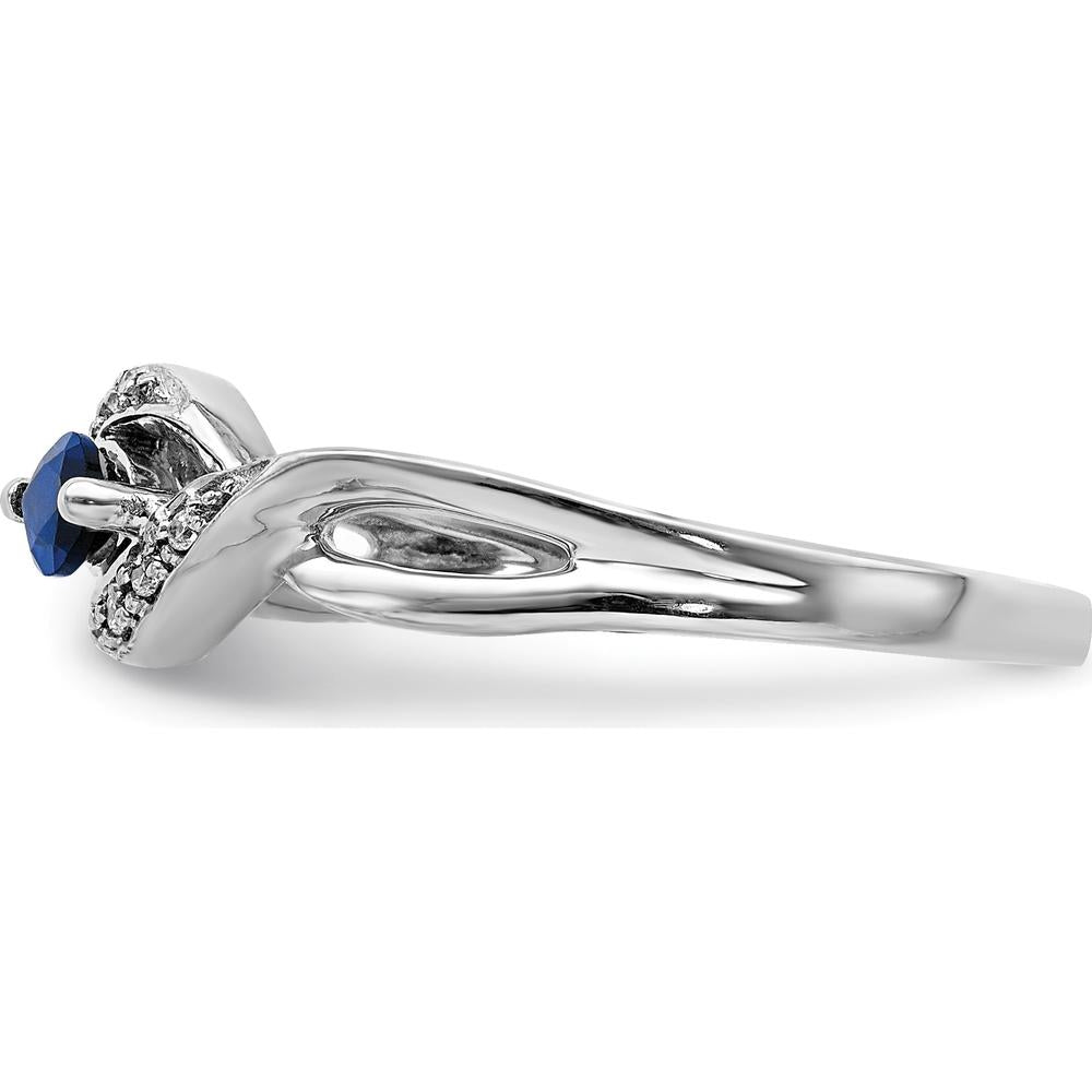 14K White Gold Marquise Sapphire and Diamond Ring with Round Diamonds - 0.26 Carat Total Sapphire Weight by 0