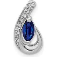 14K White Gold Marquise Sapphire and Diamond Teardrop Pendant - 0.28 Carat Sapphire, 0.026 Carat Total Diamond Weight by Lumare Gioia