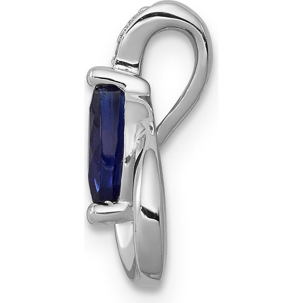 14K White Gold Marquise Sapphire and Diamond Teardrop Pendant - 0.28 Carat Sapphire, 0.026 Carat Total Diamond Weight by Lumare Gioia