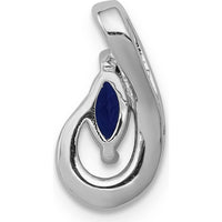 14K White Gold Marquise Sapphire and Diamond Teardrop Pendant - 0.28 Carat Sapphire, 0.026 Carat Total Diamond Weight by Lumare Gioia