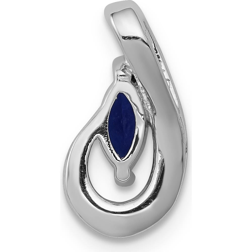 14K White Gold Marquise Sapphire and Diamond Teardrop Pendant - 0.28 Carat Sapphire, 0.026 Carat Total Diamond Weight by Lumare Gioia