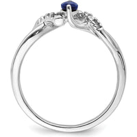 14K White Gold Marquise Sapphire and Round Diamond Ring with Rhodium Plating - 0.34 Carat Sapphire and 0.06 Carat Total Diamond Weight by 0