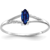 14K White Gold Marquise Sapphire Birthstone Ring - 0.33 Carat Sapphire by Oro Pregiato