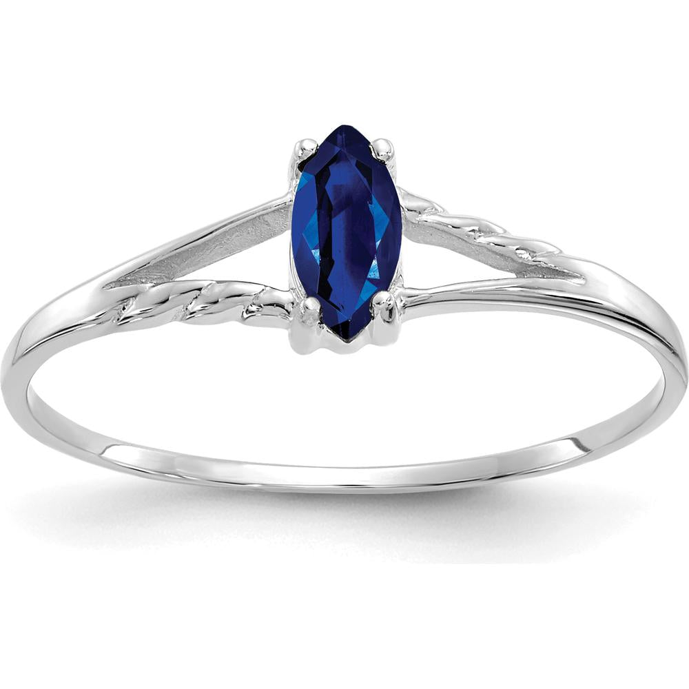14K White Gold Marquise Sapphire Birthstone Ring - 0.33 Carat Sapphire by Oro Pregiato