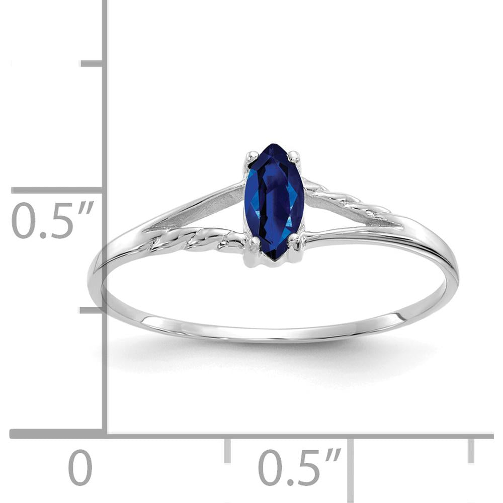 14K White Gold Marquise Sapphire Birthstone Ring - 0.33 Carat Sapphire by Oro Pregiato