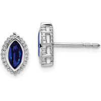 14K White Gold Marquise Sapphire Post Earrings - 0.25 Carat Total Sapphire Weight by Monteluci Fine Jewelry
