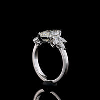 14K White Gold Marquise Shape Ring with 2.54 Carats E VVS2 Center Lab Diamond and 0.58 Carats Side Marquise Lab Diamonds - 3.12 Carats Total Diamond Weight - Covaloro Fine Jewelry