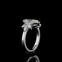 14K White Gold Marquise Shape Ring with 2.54 Carats E VVS2 Center Lab Diamond and 0.58 Carats Side Marquise Lab Diamonds - 3.12 Carats Total Diamond Weight - Covaloro Fine Jewelry