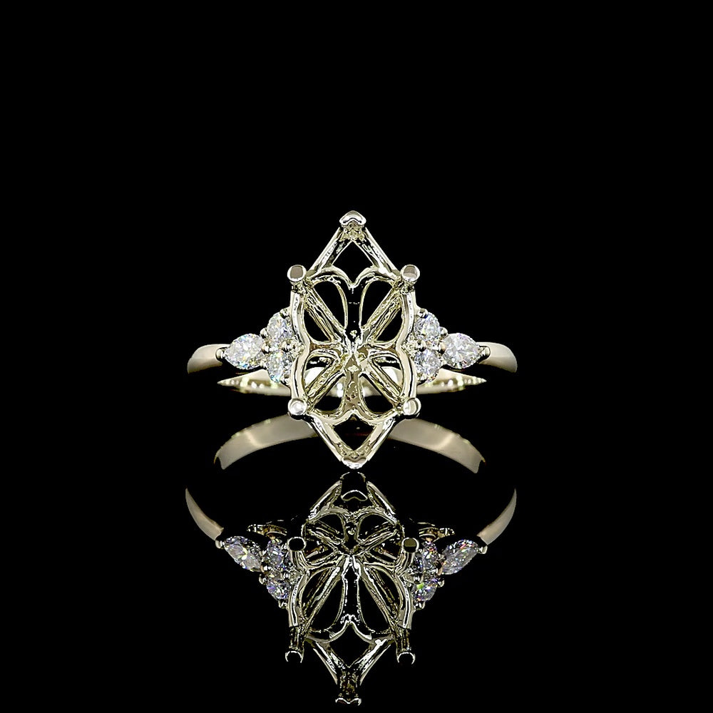 14K White Gold Marquise Shape Special Ring with 2.86 Carats Main Lab Diamond and 0.24 Carats Accent Lab Diamonds - Total 3.10 Carat Weight, IGI Certified E VVS2 - Covaloro Fine Jewelry