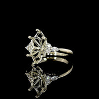 14K White Gold Marquise Shape Special Ring with 2.86 Carats Main Lab Diamond and 0.24 Carats Accent Lab Diamonds - Total 3.10 Carat Weight, IGI Certified E VVS2 - Covaloro Fine Jewelry