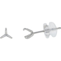14K White Gold Martini Semi - Mount Stud Earrings - Holds 0.50 Carat Each Gem