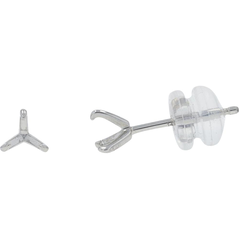 14K White Gold Martini Semi - Mount Stud Earrings - Holds 0.50 Carat Each Gem