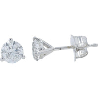 14K White Gold Martini-Set Diamond Studs - 0.80 Carats Total Diamond Weight