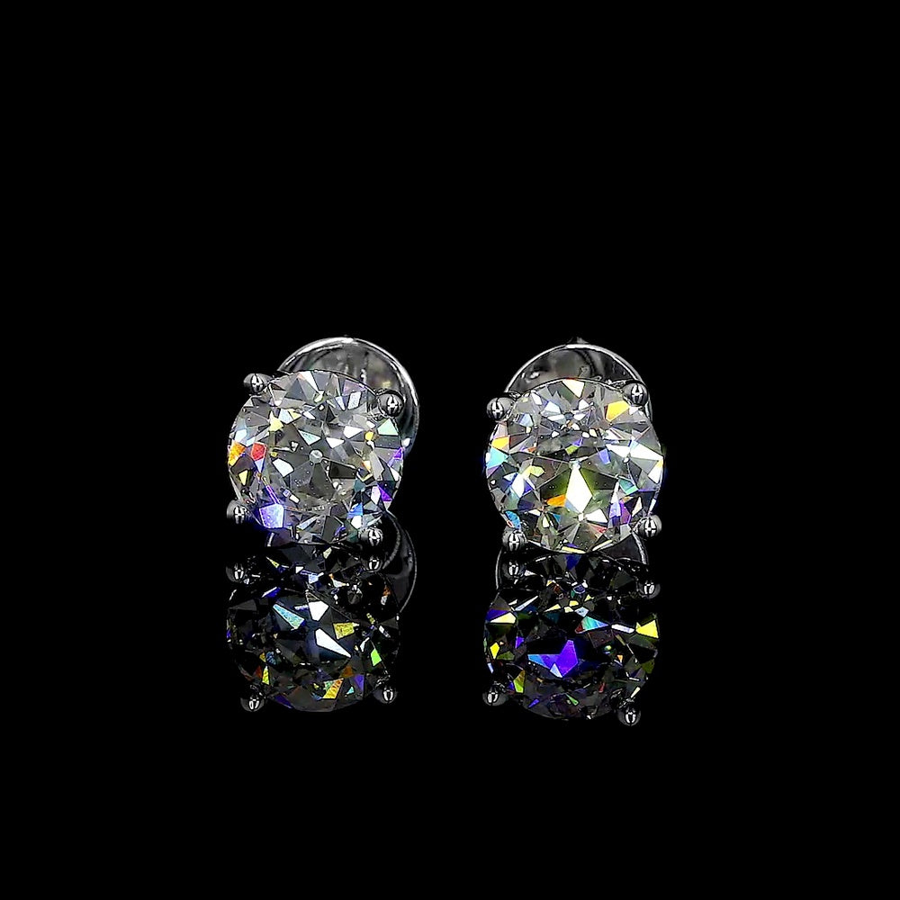 14K White Gold Martini Set Old European Cut Lab Diamond Earrings - 8.46 Carat Total Weight, E-F Color, VS2 Clarity, GIA Certified - Covaloro Fine Jewelry