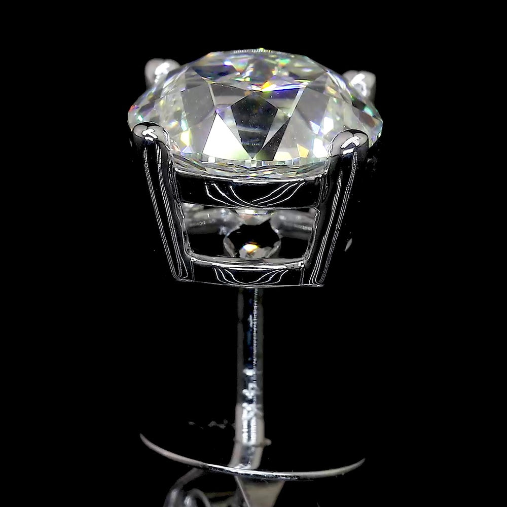 14K White Gold Martini Set Old European Cut Lab Diamond Earrings - 8.46 Carat Total Weight, E-F Color, VS2 Clarity, GIA Certified - Covaloro Fine Jewelry