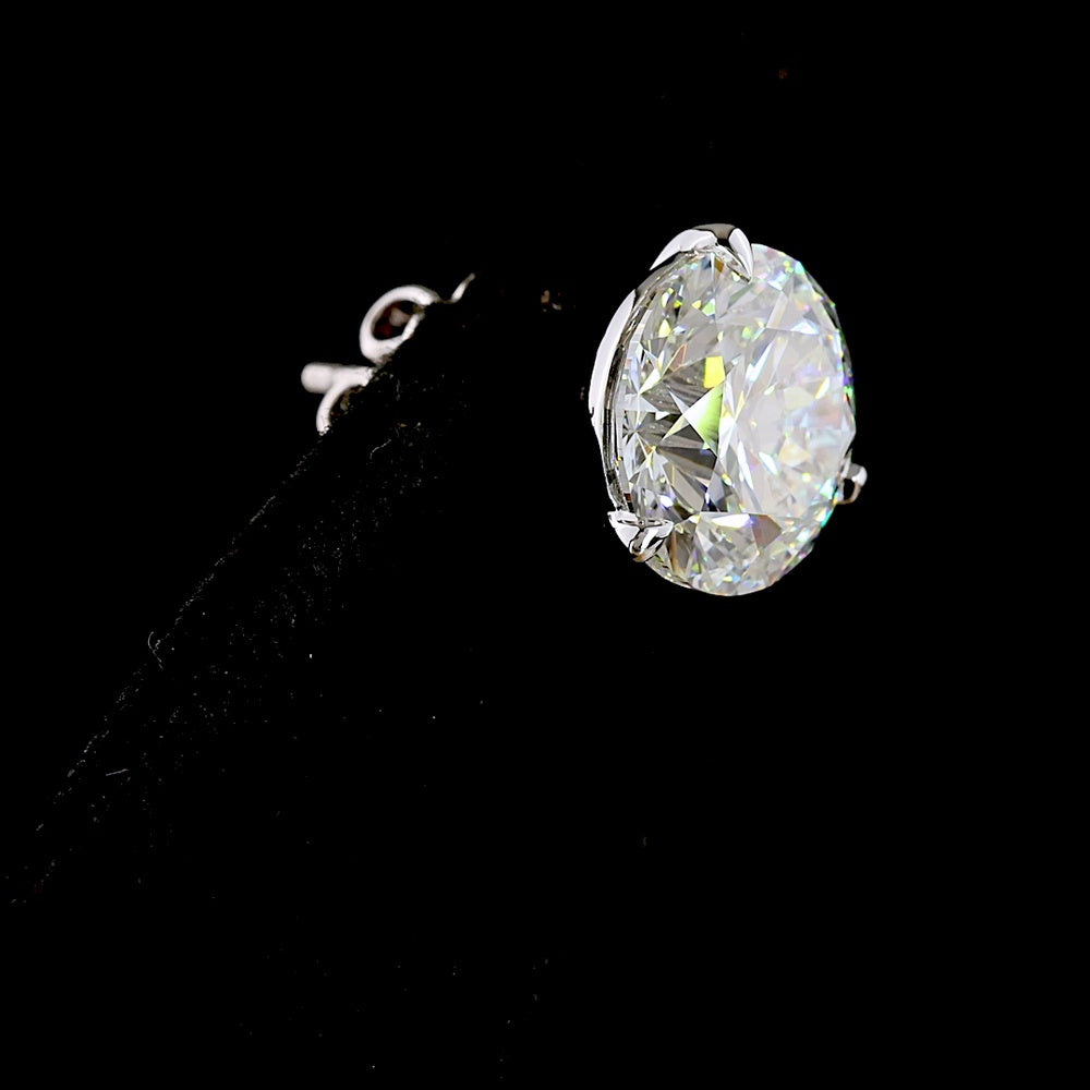 14K White Gold Martini Set Round Brilliant Lab Diamond Stud Earrings - 7.05 Carat Total Weight, E-F Color, VS1 Clarity - Covaloro Fine Jewelry