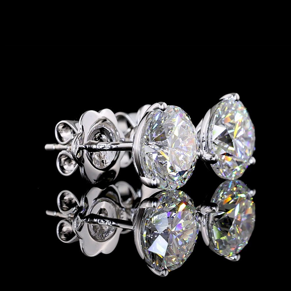 14K White Gold Martini Set Round Brilliant Lab Diamond Stud Earrings - D VVS2 Clarity, 3.06 Carat Total Weight - Covaloro Fine Jewelry