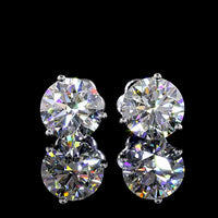 14K White Gold Martini Set Round Brilliant Lab Diamond Stud Earrings - D VVS2 Clarity, 3.06 Carat Total Weight - Covaloro Fine Jewelry