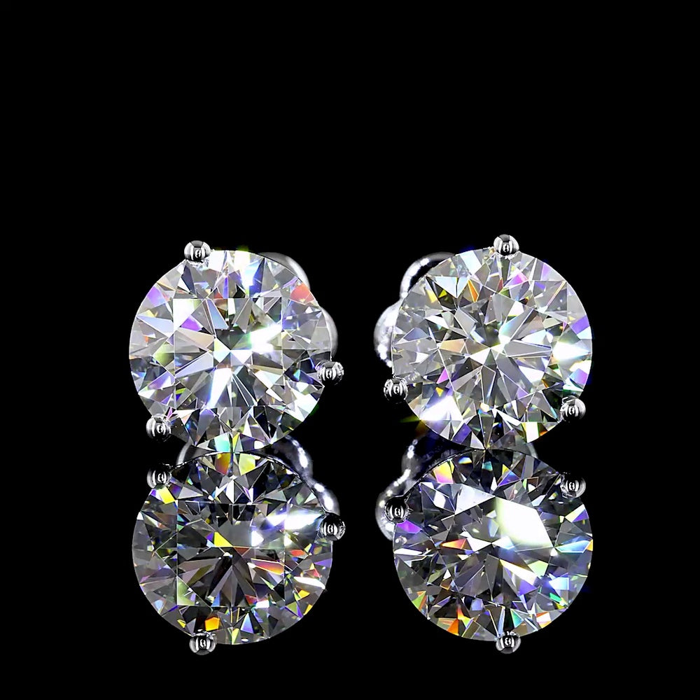 14K White Gold Martini Set Round Brilliant Lab Diamond Stud Earrings - D VVS2 Clarity, 3.06 Carat Total Weight - Covaloro Fine Jewelry