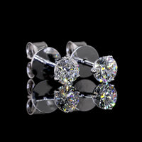 14K White Gold Martini Set Round Lab Diamond Stud Earrings - 0.50 Carat Total Weight, E-F Color VS2 Clarity - Covaloro Fine Jewelry