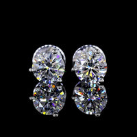 14K White Gold Martini Set Round Lab Diamond Stud Earrings - 1.05 Carat Total Weight, E-VS1 Clarity - Covaloro Fine Jewelry