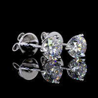 14K White Gold Martini Set Round Lab Diamond Stud Earrings - 1.05 Carat Total Weight, E-VS1 Clarity - Covaloro Fine Jewelry