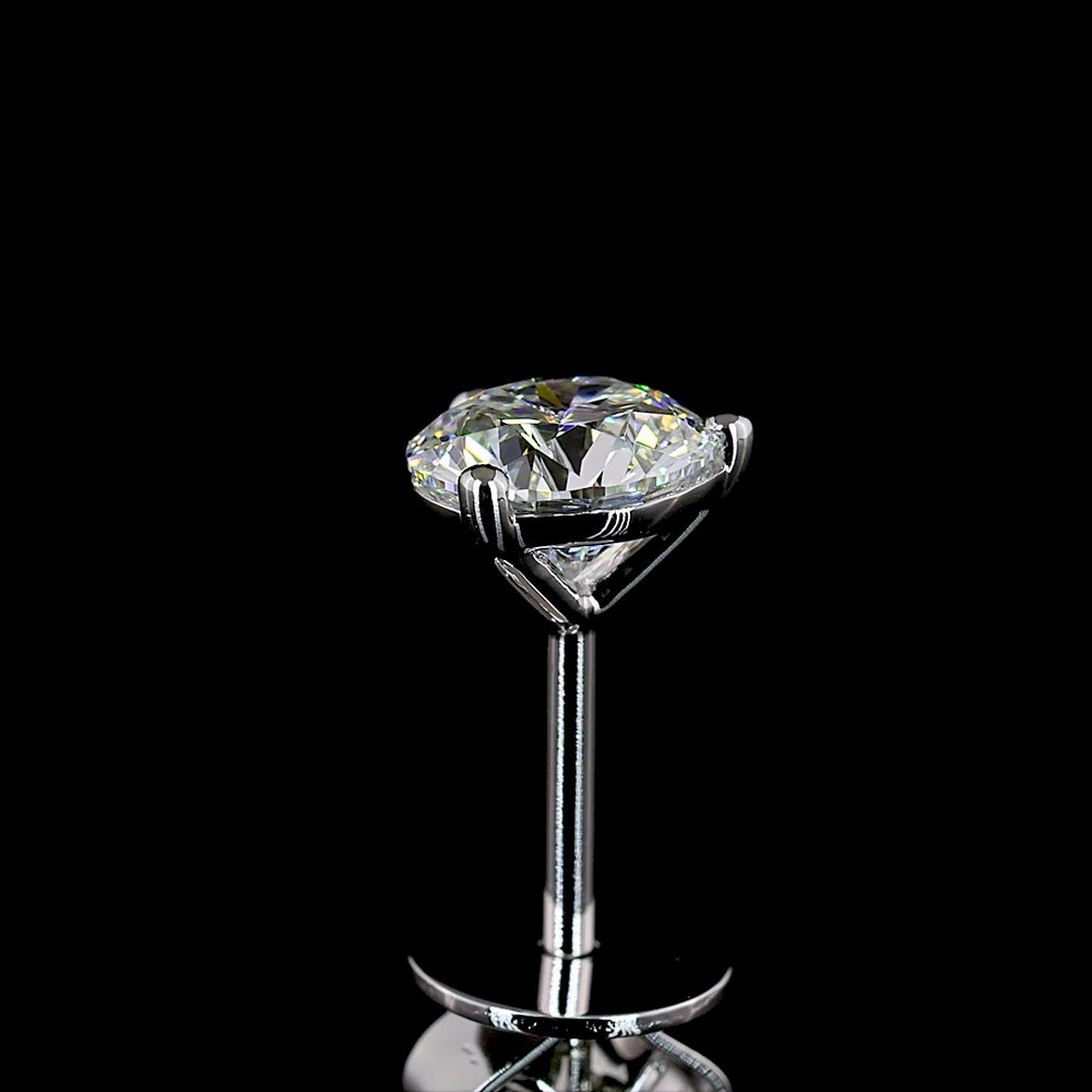14K White Gold Martini Set Round Lab Diamond Stud Earrings - 1.05 Carat Total Weight, E-VS1 Clarity - Covaloro Fine Jewelry