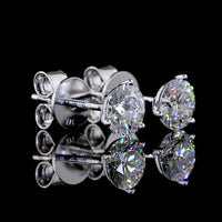 14K White Gold Martini Set Round Lab Diamond Stud Earrings - 1.07 Carat Total Weight, E-F Color VS2 Clarity - Covaloro Fine Jewelry