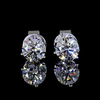 14K White Gold Martini Set Round Lab Diamond Stud Earrings - 1.07 Carat Total Weight, E-F Color VS2 Clarity - Covaloro Fine Jewelry