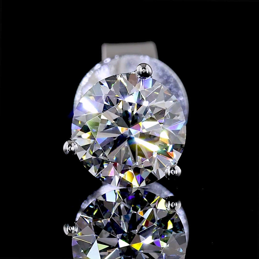 14K White Gold Martini Set Round Lab Diamond Stud Earrings - 1.07 Carat Total Weight, E-F Color VS2 Clarity - Covaloro Fine Jewelry