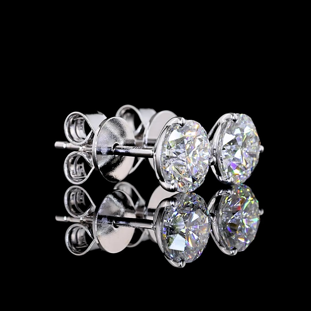 14K White Gold Martini Set Round Lab Diamond Stud Earrings - 1.49 Carats Total Diamond Weight (0.75 Carats Each) - Covaloro Fine Jewelry