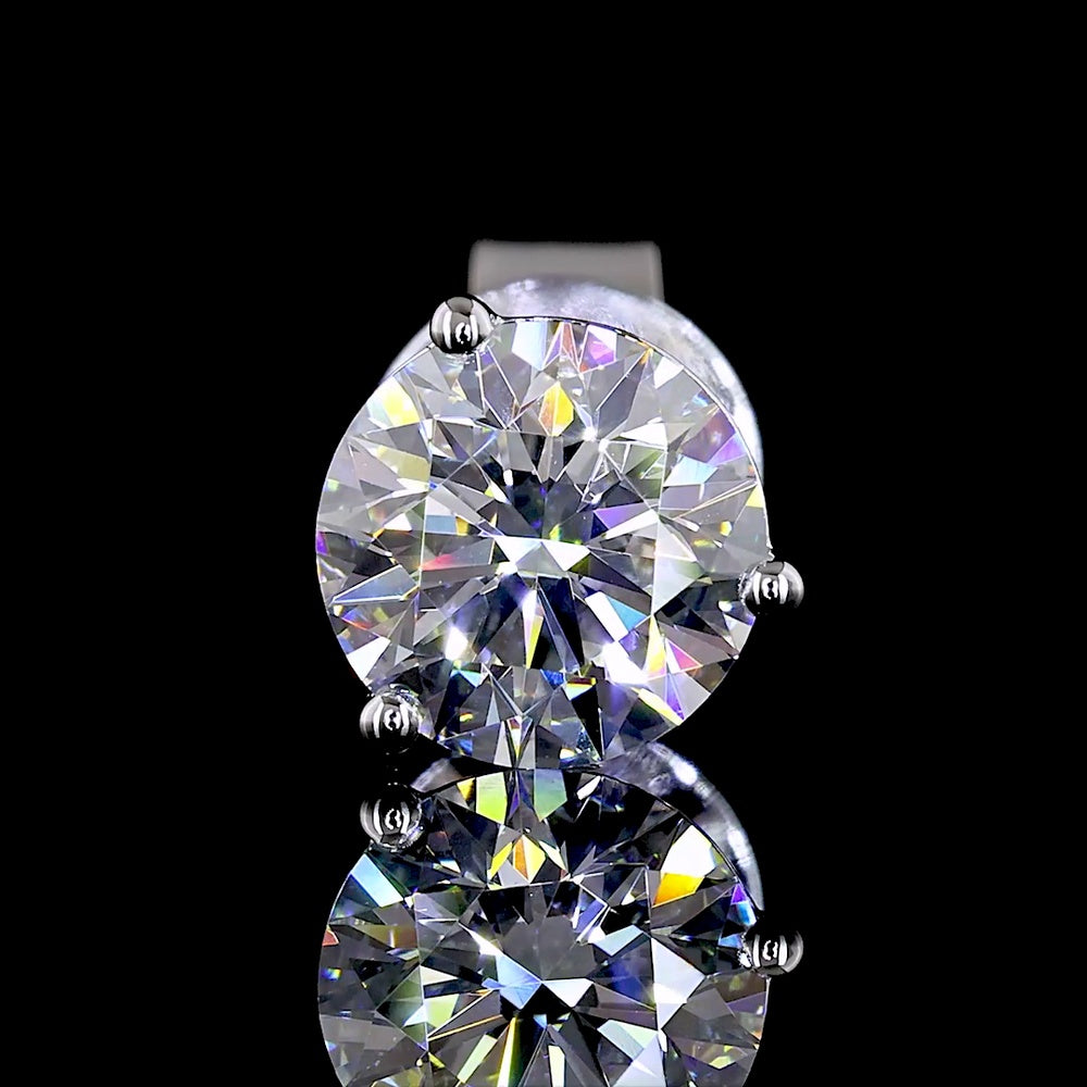 14K White Gold Martini Set Round Lab Diamond Stud Earrings - 1.49 Carats Total Diamond Weight (0.75 Carats Each) - Covaloro Fine Jewelry