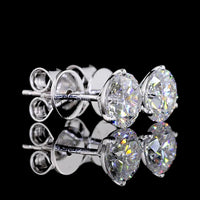 14K White Gold Martini Set Round Lab Diamond Stud Earrings - 1.52 Carats Total Diamond Weight (E-F Color, VS1 Clarity) - Covaloro Fine Jewelry