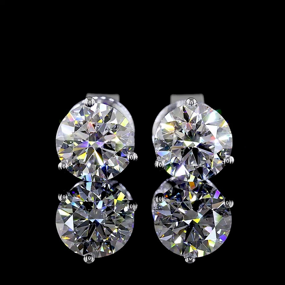 14K White Gold Martini Set Round Lab Diamond Stud Earrings - 1.52 Carats Total Diamond Weight (E-F Color, VS1 Clarity) - Covaloro Fine Jewelry