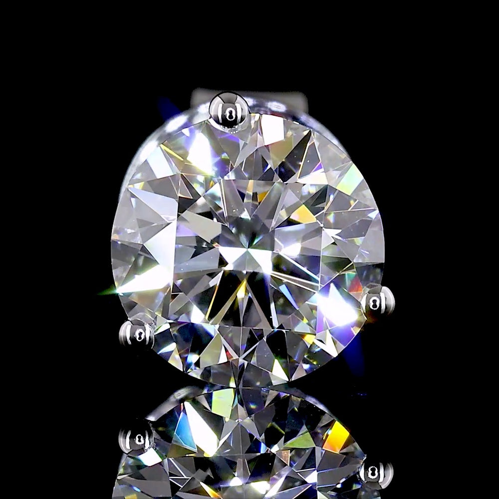 14K White Gold Martini Set Round Lab Diamond Stud Earrings - 1.52 Carats Total Diamond Weight (E-F Color, VS1 Clarity) - Covaloro Fine Jewelry